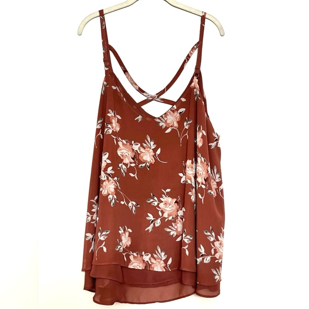 Torrid Mauve/Pink cami with crisscross straps in front